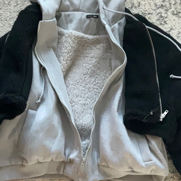 Fashion Nova oversized Sherpa double winter hoodie zip up sz M - Picture 9 of 11